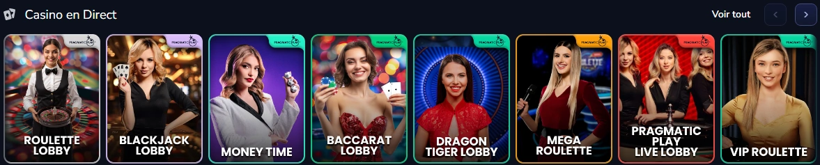 Jeux en direct avec croupiers réels
