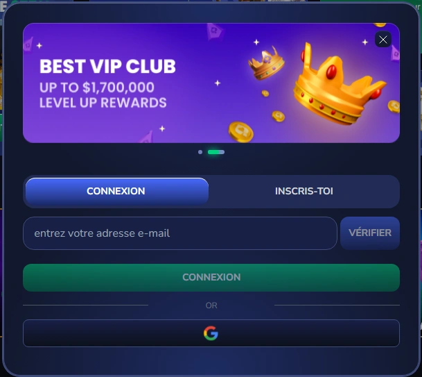 Formulaire de connexion Flush Casino