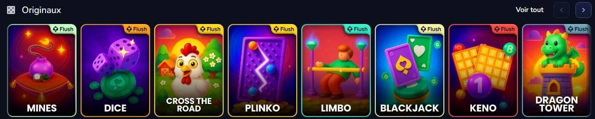 Jeux originaux exclusifs Flush Casino